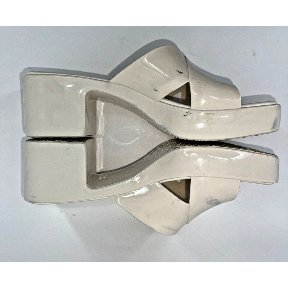 Jeffrey Campbell Bubblegum White Patent Platform Mules Y2K 90s Chunky Heels W 9 - Picture 7 of 13